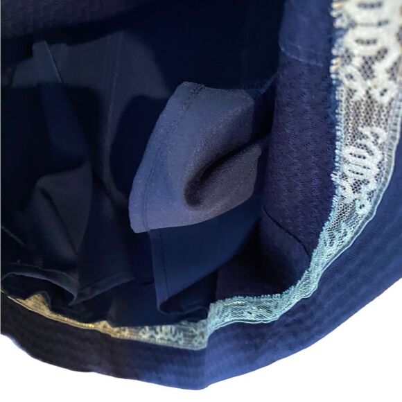 Lilly Pulitzer Sz 00 Navy Blue Gold Embroidery Trista Shift Lace-Up Dress - Picture 7 of 8